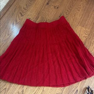 Elegant Red Pleated Skirt